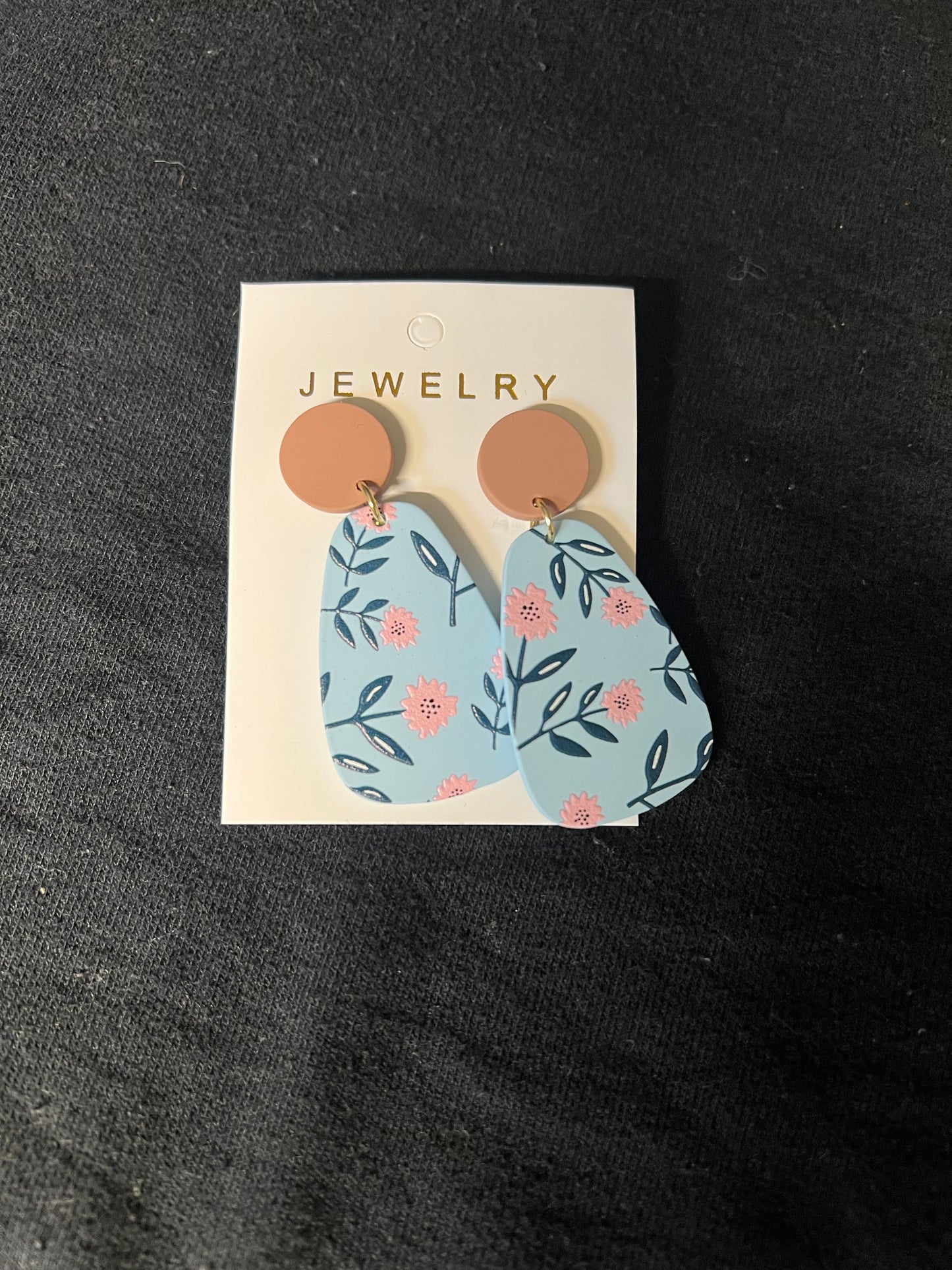 Blue Floral Teardrop Earrings
