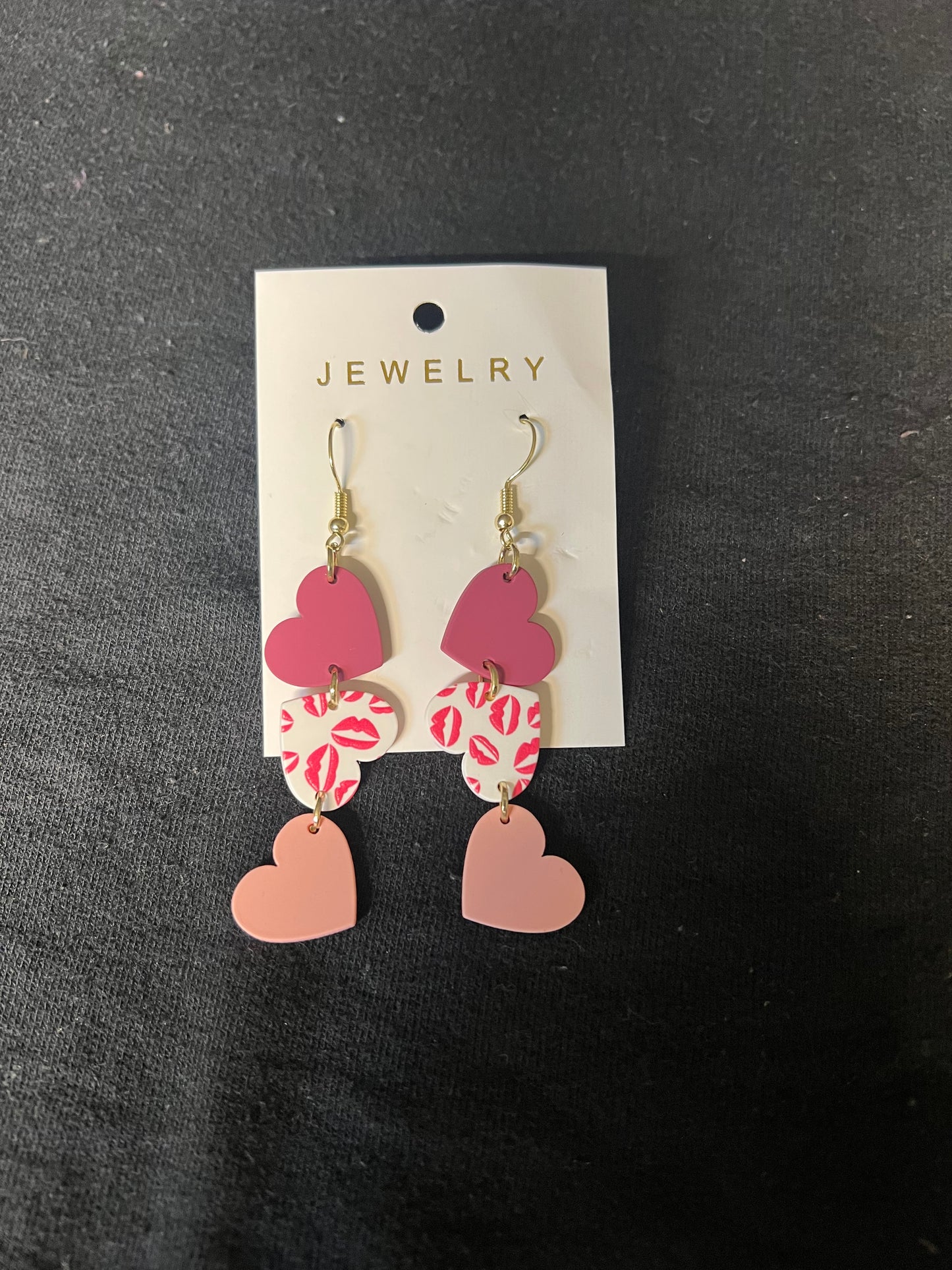 Three Tiered Heart Earrings