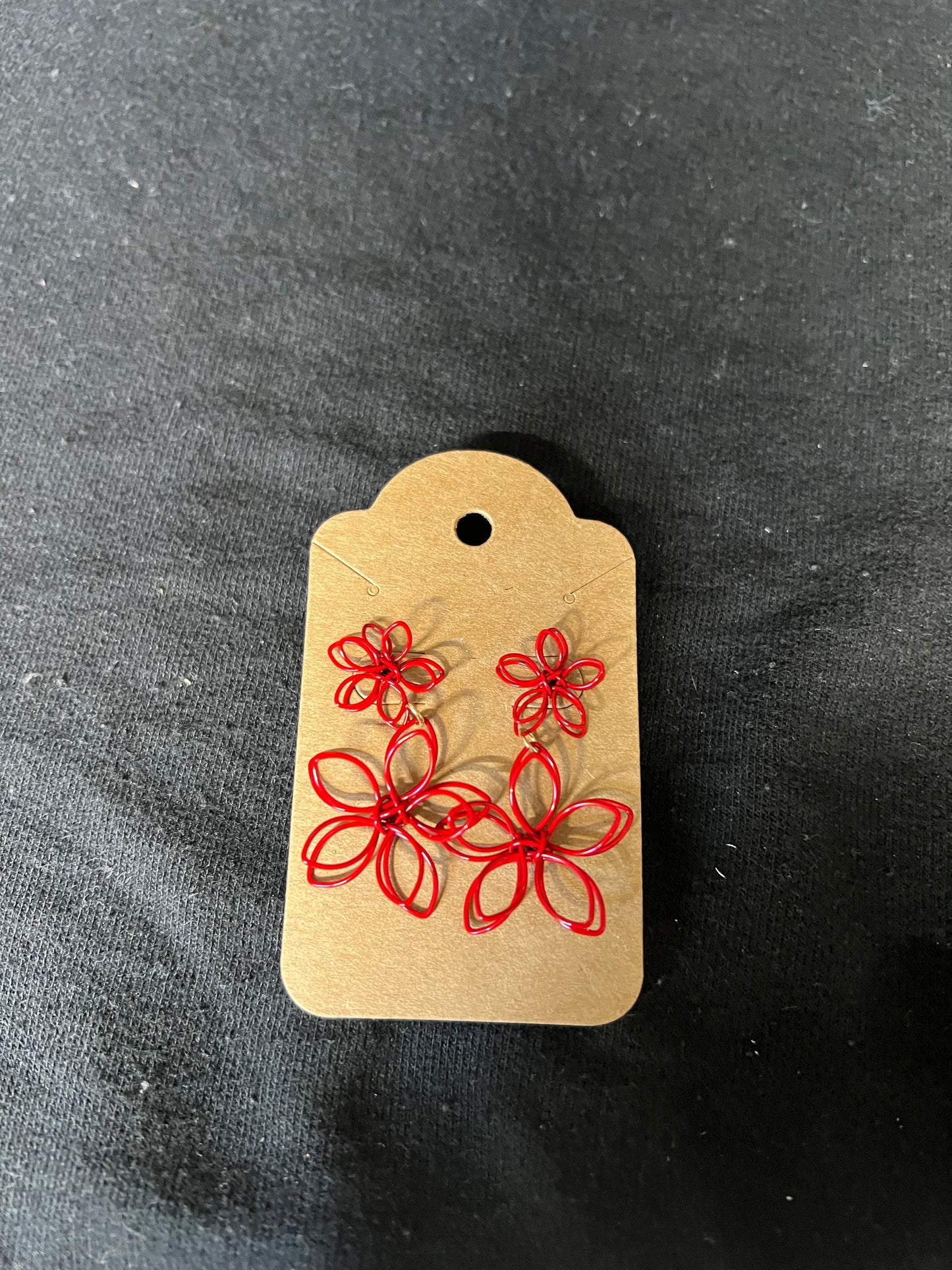 Red Flower Dangle Earrings