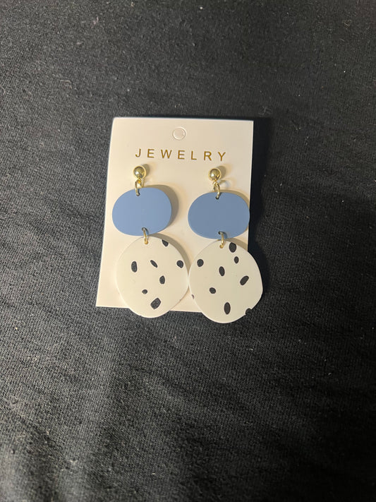 Blue and White Dangle Earrings