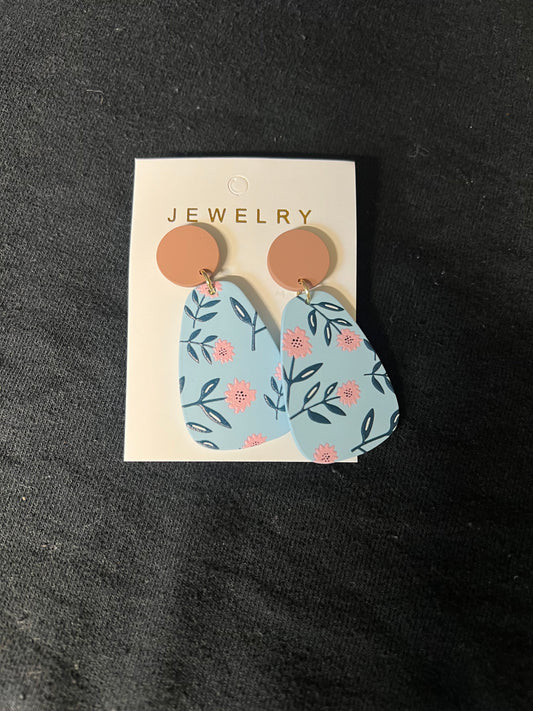 Blue Floral Teardrop Earrings