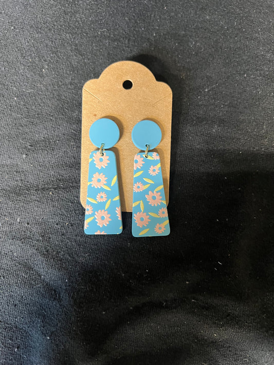 Blue and Pink Dangle Earrings